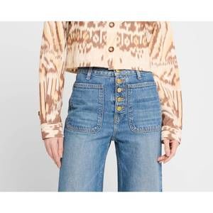 NEW ULLA JOHNSON mathilde long sleeve blouse in moonstone